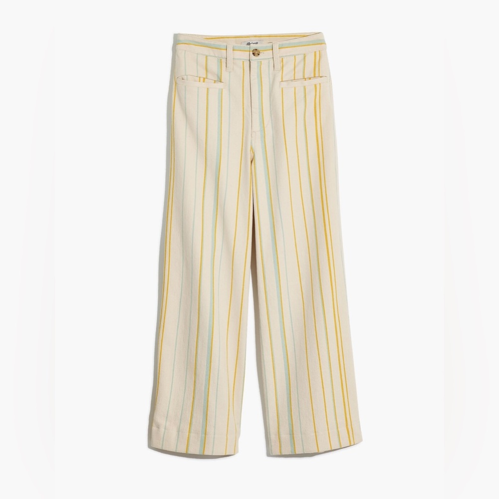 Madewell Emmett Wide-Leg Crop Pants in Stripe Size 23